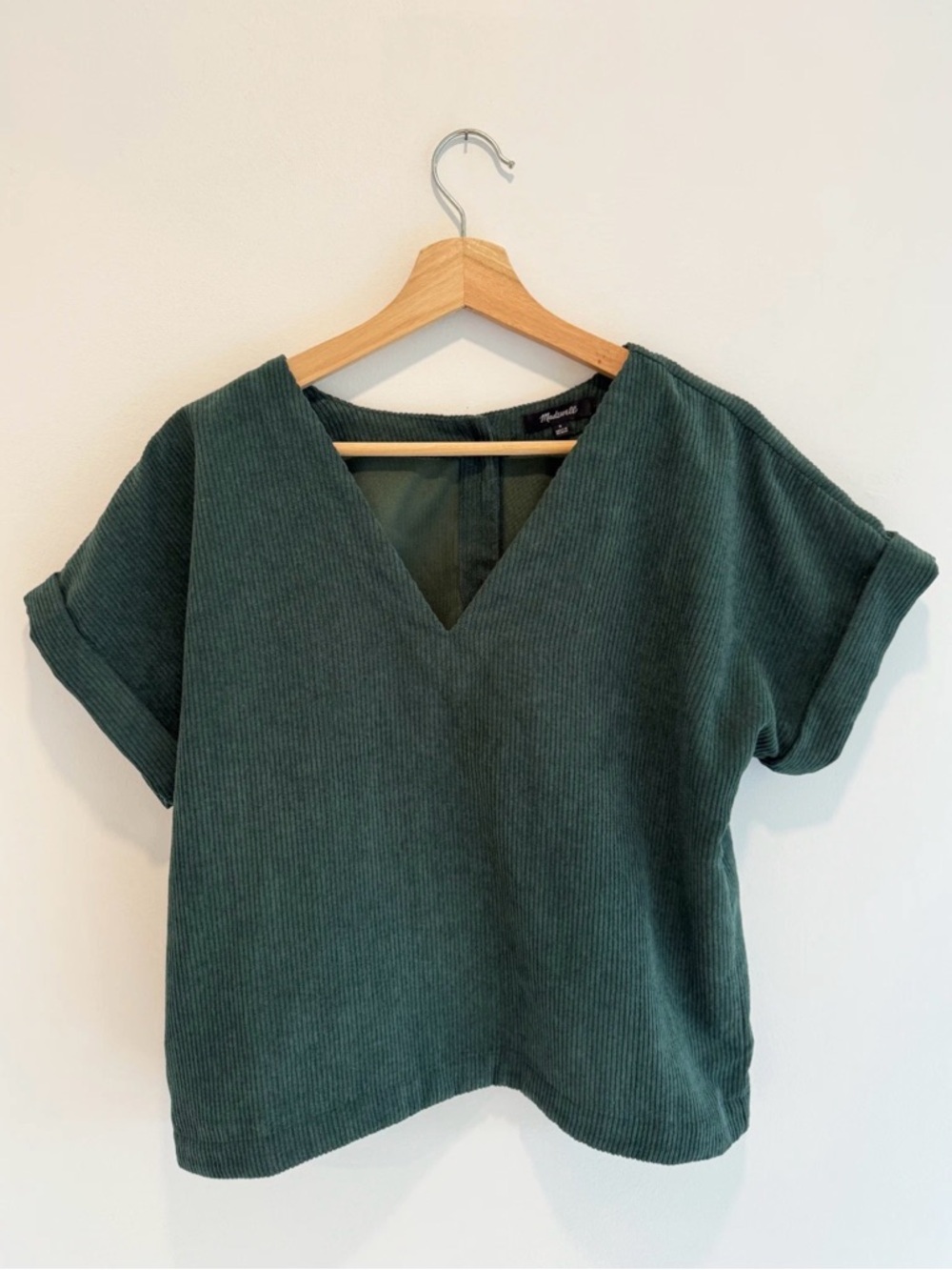 Madewell Green Ribbed V-Neck Crop Top